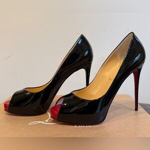 Christian Louboutin Glossy Black Heels with Red Soles